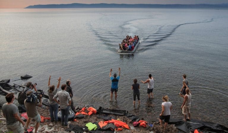 Syrian refugees arriving in Lesvos